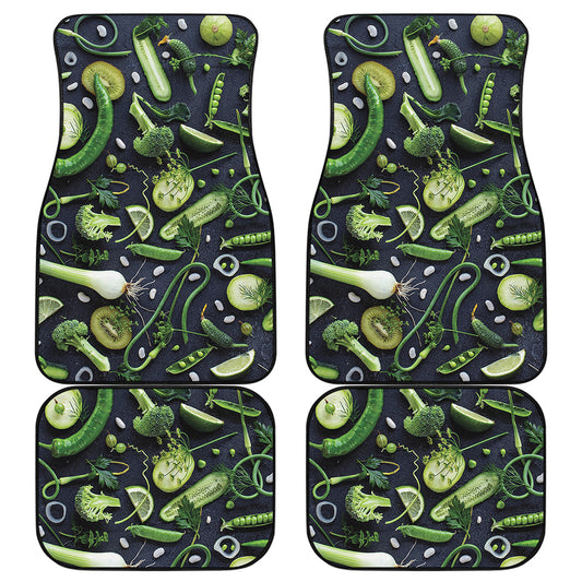Fresh Green Fruit And Vegetables Print Front and Back Car Floor Mats