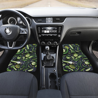 Fresh Green Fruit And Vegetables Print Front and Back Car Floor Mats
