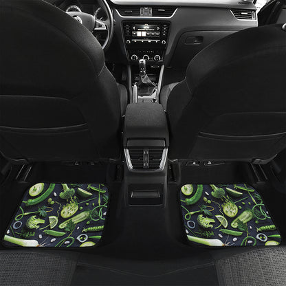 Fresh Green Fruit And Vegetables Print Front and Back Car Floor Mats