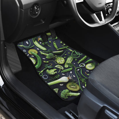 Fresh Green Fruit And Vegetables Print Front Car Floor Mats
