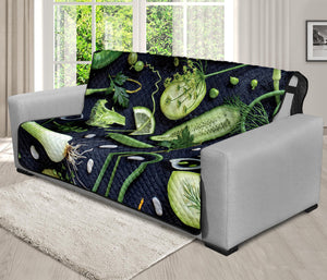 Fresh Green Fruit And Vegetables Print Futon Protector