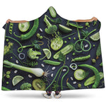 Fresh Green Fruit And Vegetables Print Hooded Blanket