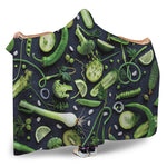 Fresh Green Fruit And Vegetables Print Hooded Blanket