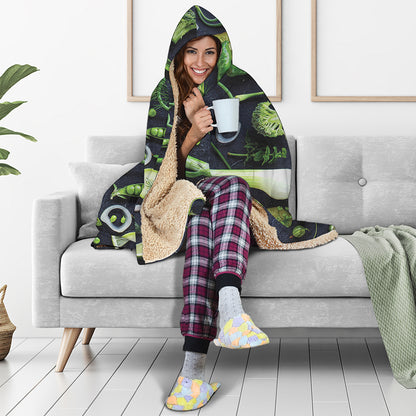 Fresh Green Fruit And Vegetables Print Hooded Blanket