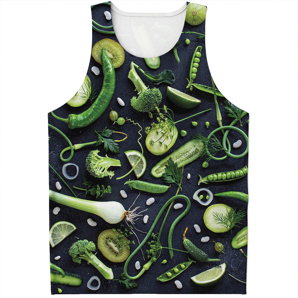 Fresh Green Fruit And Vegetables Print Men's Tank Top