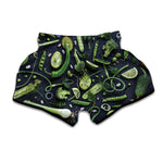 Fresh Green Fruit And Vegetables Print Muay Thai Boxing Shorts