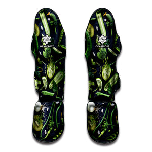 Fresh Green Fruit And Vegetables Print Muay Thai Shin Guard