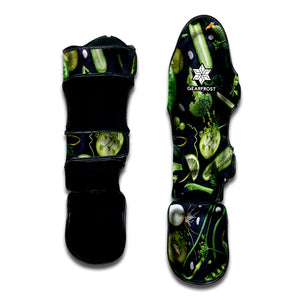 Fresh Green Fruit And Vegetables Print Muay Thai Shin Guard