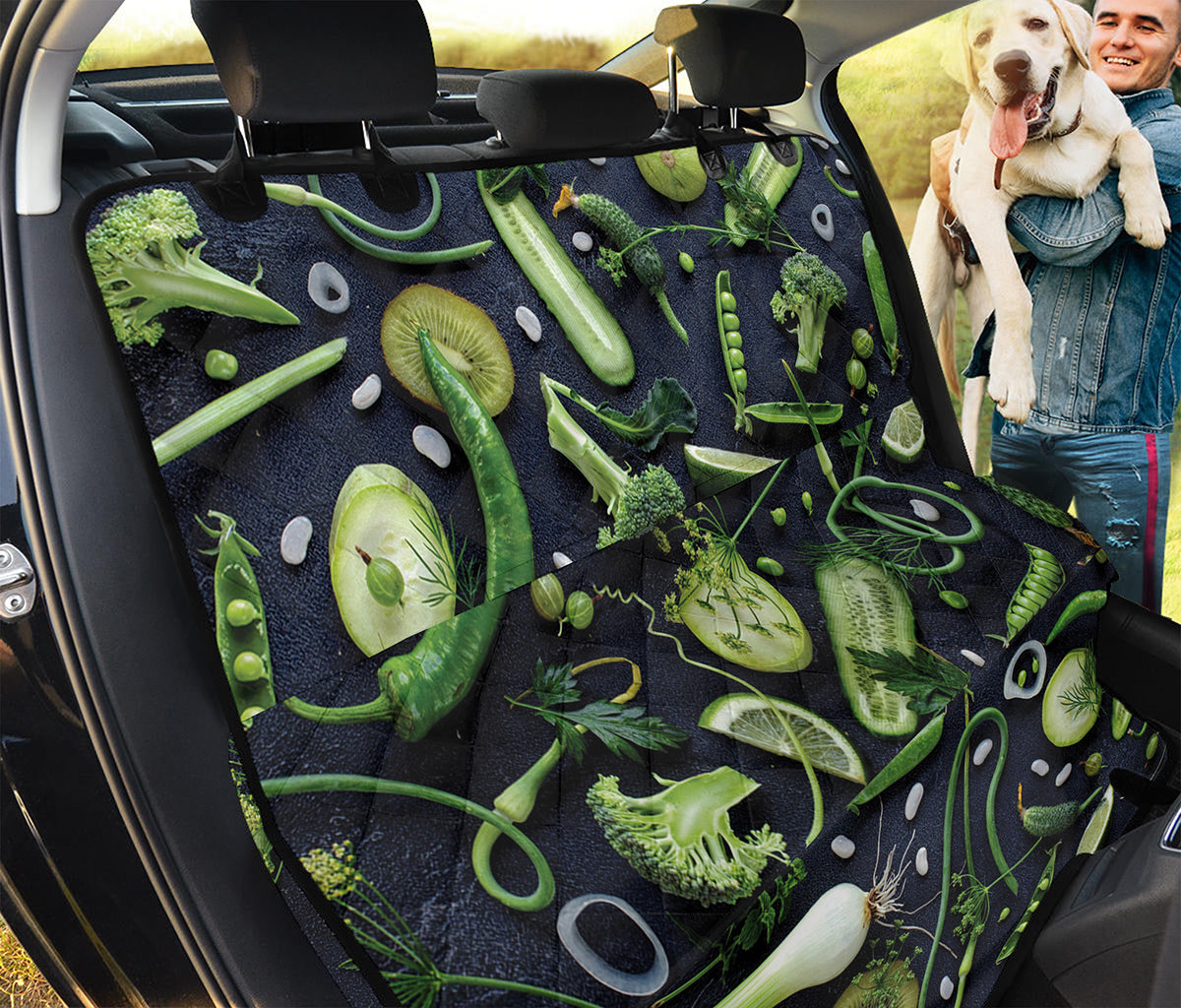 Fresh Green Fruit And Vegetables Print Pet Car Back Seat Cover