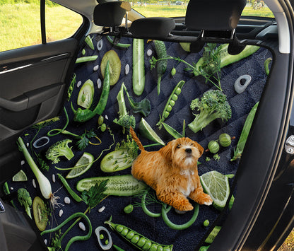 Fresh Green Fruit And Vegetables Print Pet Car Back Seat Cover
