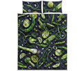 Fresh Green Fruit And Vegetables Print Quilt Bed Set