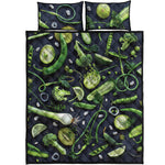 Fresh Green Fruit And Vegetables Print Quilt Bed Set