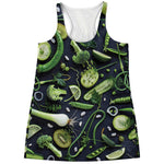 Fresh Green Fruit And Vegetables Print Women's Racerback Tank Top