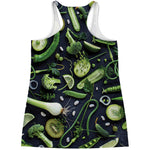 Fresh Green Fruit And Vegetables Print Women's Racerback Tank Top