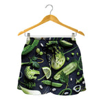 Fresh Green Fruit And Vegetables Print Women's Shorts