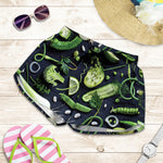 Fresh Green Fruit And Vegetables Print Women's Shorts