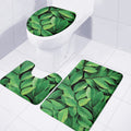 Fresh Green Leaf Print 3 Piece Bath Mat Set