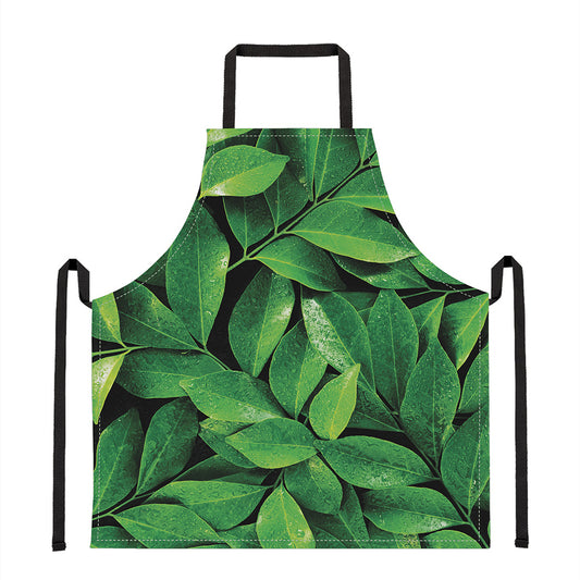 Fresh Green Leaf Print Apron