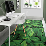 Fresh Green Leaf Print Area Rug
