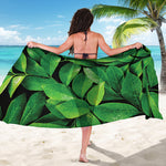 Fresh Green Leaf Print Beach Sarong Wrap