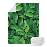 Fresh Green Leaf Print Blanket