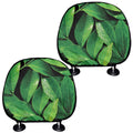 Fresh Green Leaf Print Car Headrest Covers
