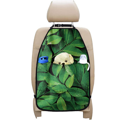 Fresh Green Leaf Print Car Seat Organizers