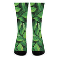 Fresh Green Leaf Print Crew Socks