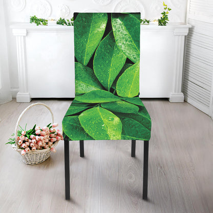 Fresh Green Leaf Print Dining Chair Slipcover