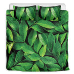 Fresh Green Leaf Print Duvet Cover Bedding Set