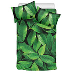Fresh Green Leaf Print Duvet Cover Bedding Set