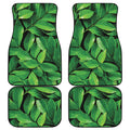 Fresh Green Leaf Print Front and Back Car Floor Mats