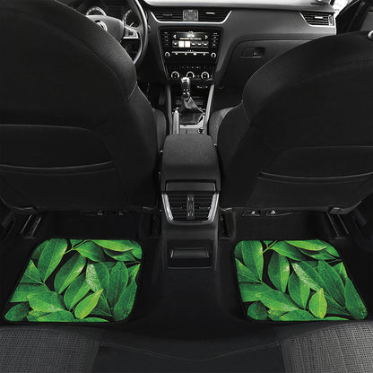 Fresh Green Leaf Print Front and Back Car Floor Mats