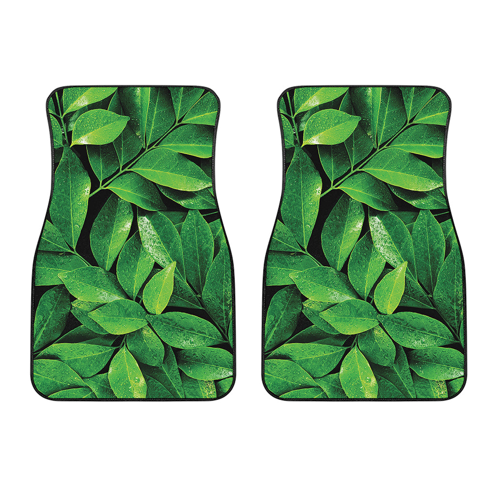 Fresh Green Leaf Print Front Car Floor Mats