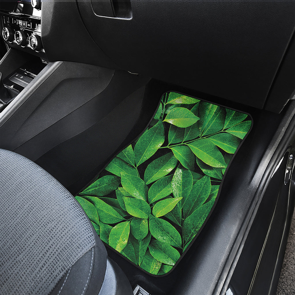Fresh Green Leaf Print Front Car Floor Mats