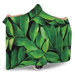Fresh Green Leaf Print Hooded Blanket