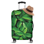 Fresh Green Leaf Print Luggage Cover