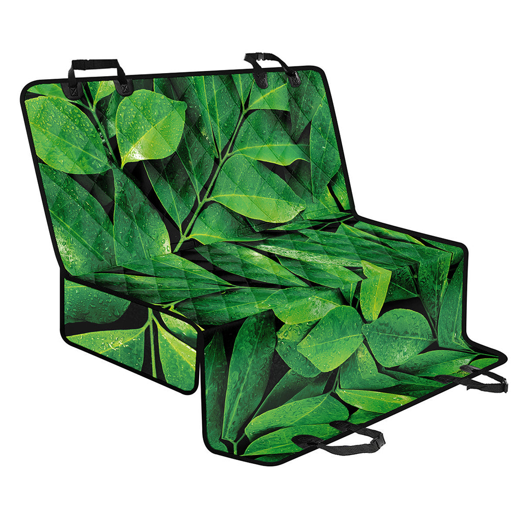 Fresh Green Leaf Print Pet Car Back Seat Cover