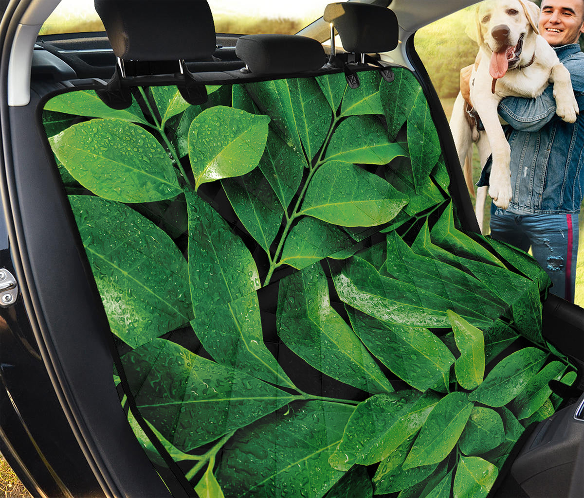 Fresh Green Leaf Print Pet Car Back Seat Cover