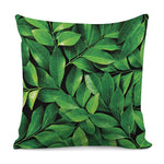 Fresh Green Leaf Print Pillow Cover
