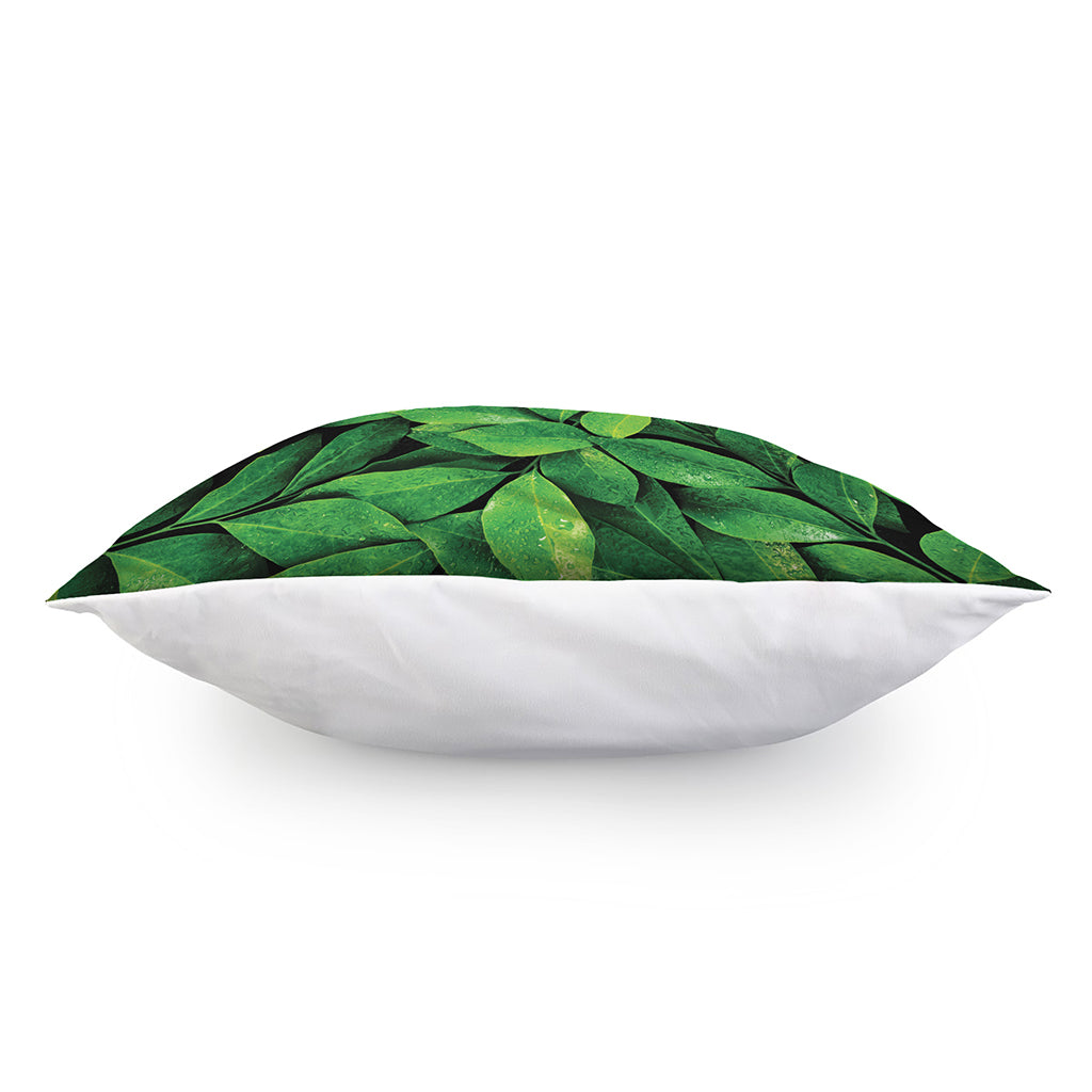 Fresh Green Leaf Print Pillow Cover