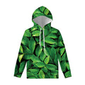 Fresh Green Leaf Print Pullover Hoodie