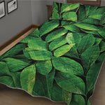 Fresh Green Leaf Print Quilt Bed Set
