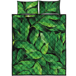 Fresh Green Leaf Print Quilt Bed Set