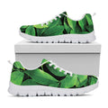 Fresh Green Leaf Print White Running Shoes