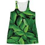 Fresh Green Leaf Print Women's Racerback Tank Top
