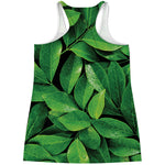 Fresh Green Leaf Print Women's Racerback Tank Top