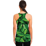 Fresh Green Leaf Print Women's Racerback Tank Top