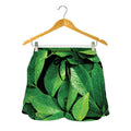 Fresh Green Leaf Print Women's Shorts