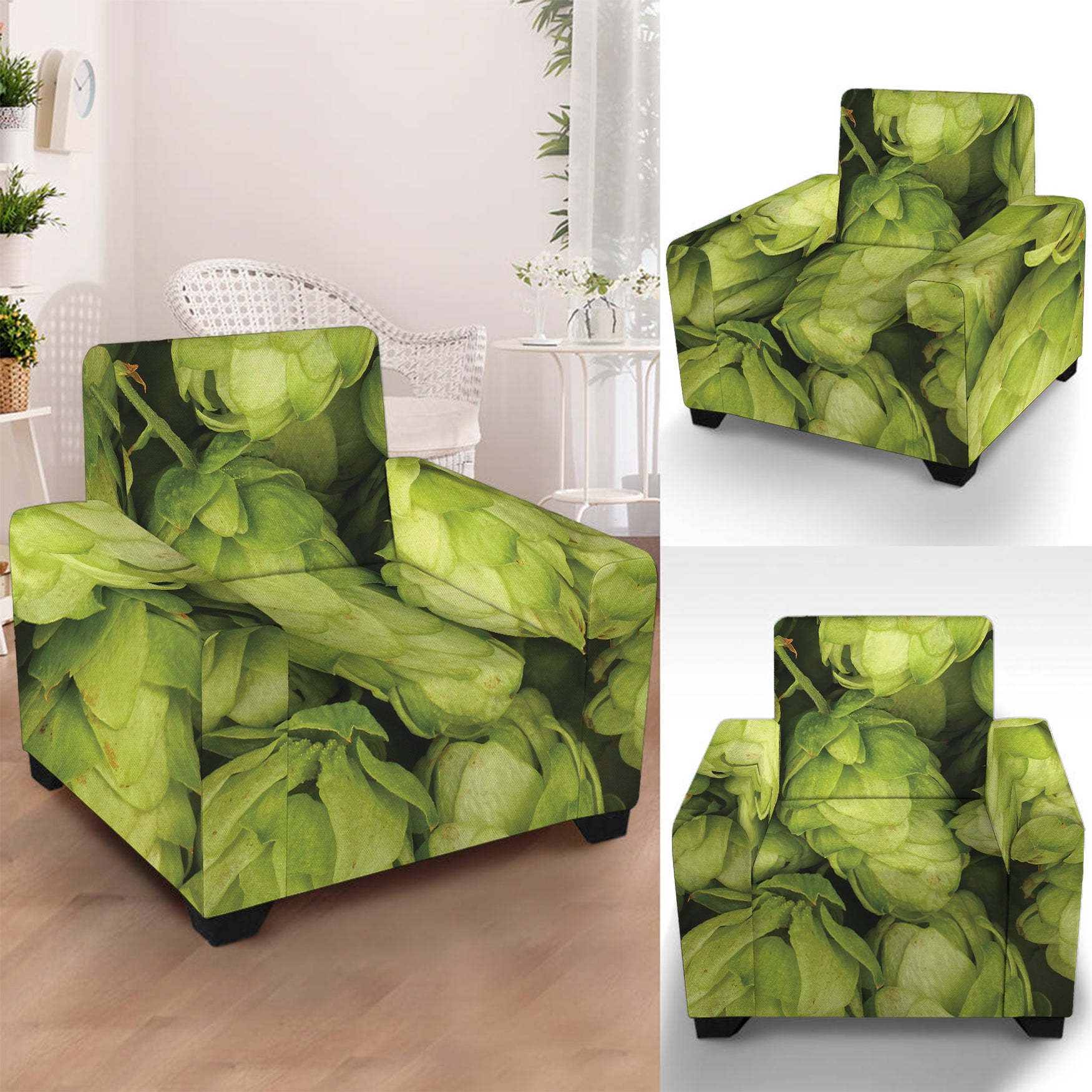 Fresh Hop Cone Print Armchair Slipcover